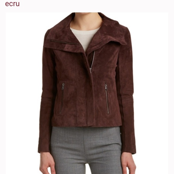 EUC ecru Cimmeron Suede Leather Jacket M NWT